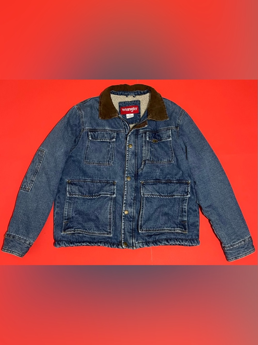 Wrangler Denim Field Jacket with Brown Corduroy Collar